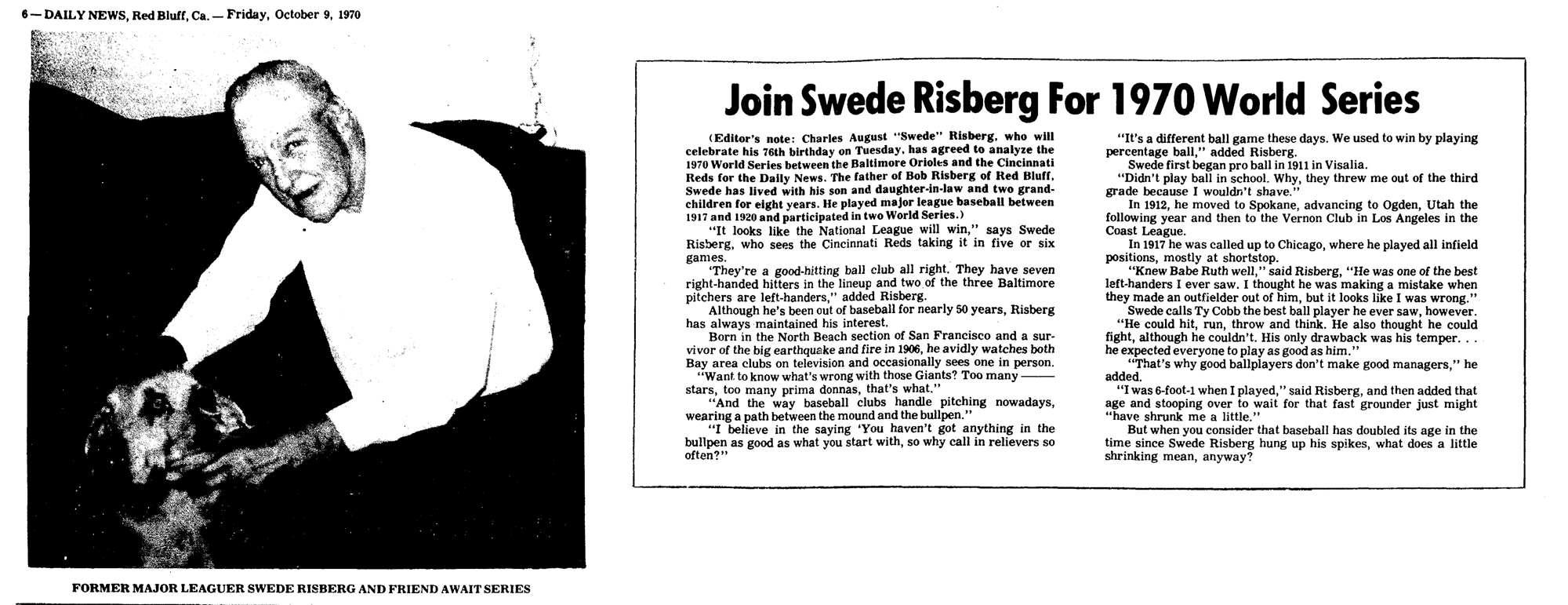 Swede Risberg, 1970