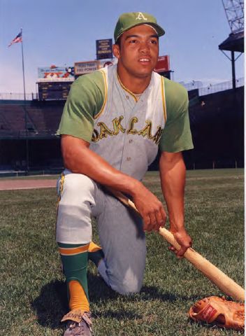 Oakland A's Bert Campaneris (19) during a game from his 1966 season with  the Oakland A's against the New York Yankees at Yankee Stadium in the  Bronx, New York. Bert Campaneris played