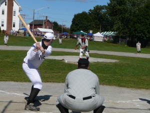 Former major leaguer Bill "Spaceman" Lee pitches in a vintage base ball game on Connie Mack Day.