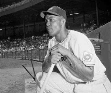 Minneapolis Millers player, Willie Mays, in the clubhouse, 1951