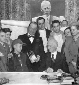Connie Mack signs his autobiography Connie Mack signs his autobiography