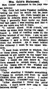Amanda Cobb statement in 1905 Atlanta Journal article Amanda Cobb statement in 1905 Atlanta Journal article