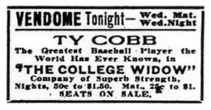 Ty Cobb in "The College Widow" Ty Cobb in "The College Widow"