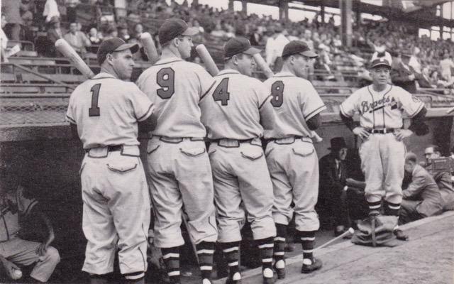 JOHNNY SAIN  Boston Braves 1950 Away Majestic Throwback Baseball