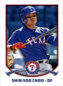 Texas Rangers' Shin-Soo Choo hits a sacrifice fly to score Rougned