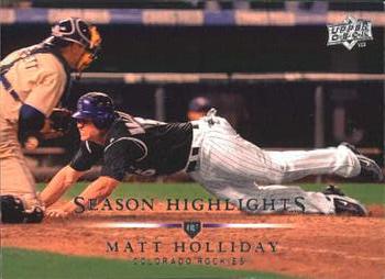 Matt Holliday slides across home plate to score the winning run in the 2007 NL West tiebreaker (TRADING CARD DB)