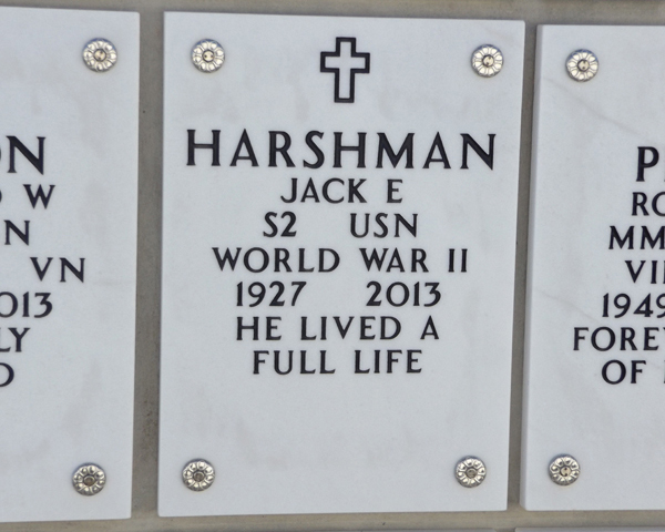Jack Harshman grave marker