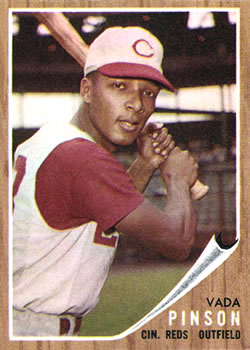 Closeup of Cincinnati Reds Vada Pinson on field before game vs New