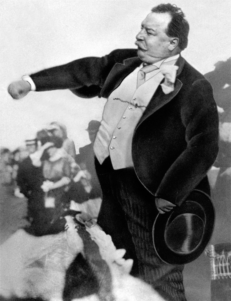 President William Howard Taft throws out the first pitch at a Washington Senators game on Opening Day 1910 (LIBRARY OF CONGRESS)