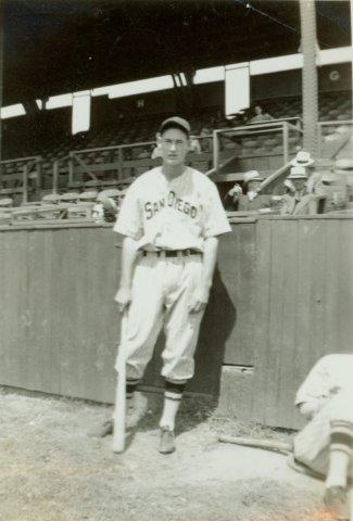 Ted Williams wearing a San Diego Padres uniform — Calisphere