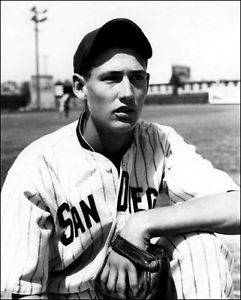 Ted Williams wearing a San Diego Padres uniform — Calisphere