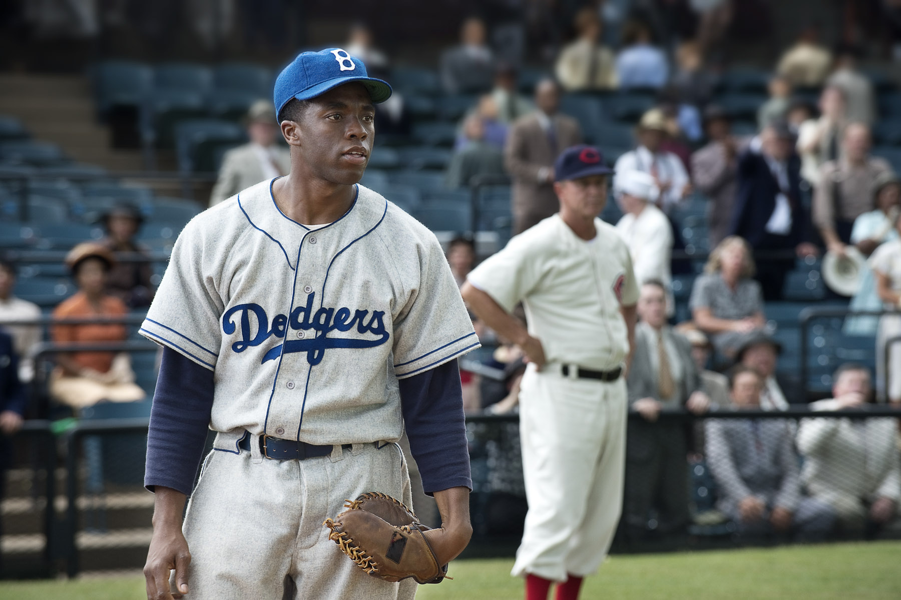 Film still from The Jackie Robinson Story showing Jackie Robinson