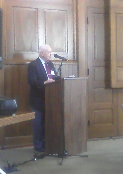 Dick Armstrong speaks at the Connie Mack Chapter's SABR Day 2013 meeting in Philadelphia.